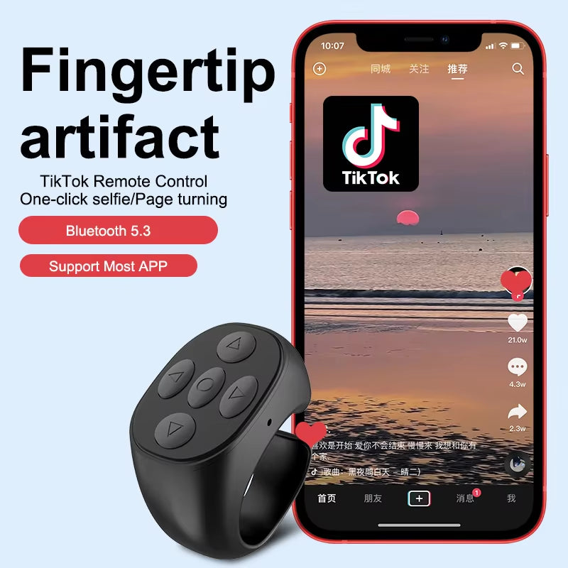 2025 Bluetooth TikTok Remote Control Ring Gadget Flipping Selfie Fingertip Controller Give Likes 4 Buttons 10M for I phone